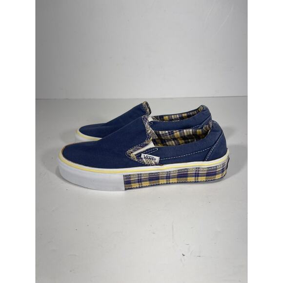 Vans Other - Vans Slip On Skate Navy Blue W/ Yellow Plaids Sole Sz 3.5 Men Sz 5 Women‎ Youth